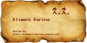 Kliment Karina névjegykártya